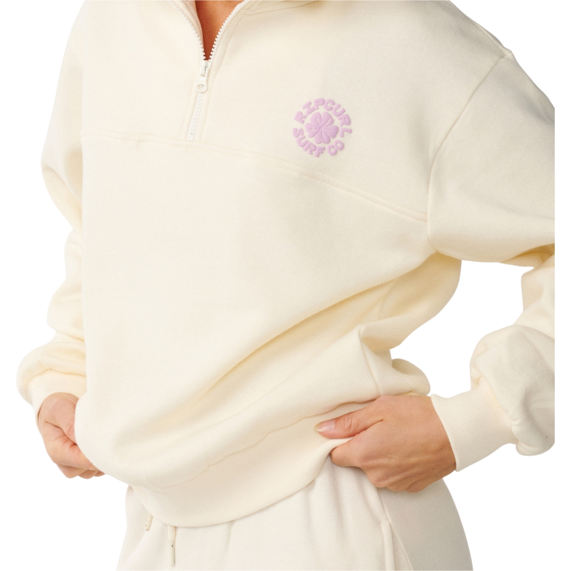 2026 Rip Curl Dame Festbølge 1/2 Zip Fleece 0ECWFL - Off White
